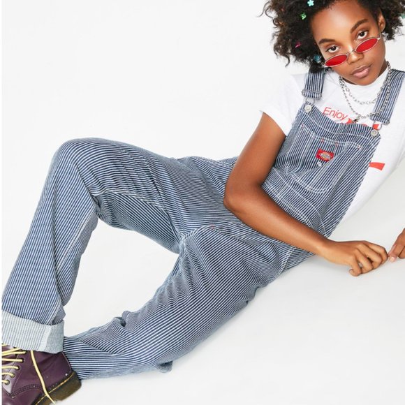 Dickies Pants - Dickies Girl HICKORY STRIPE DENIM OVERALLS